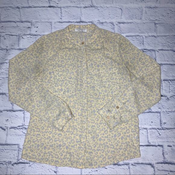 Yellow Animal Print Button Down Shirt - Picture 1 of 7